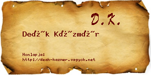 Deák Kázmér névjegykártya